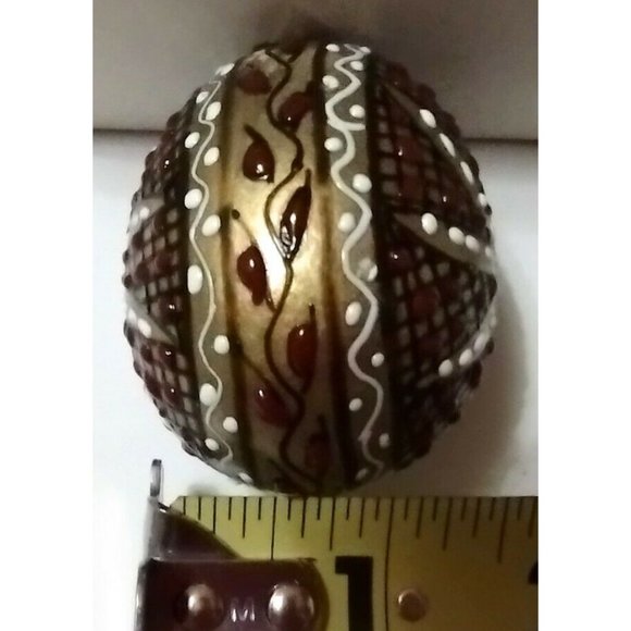 Romanian Pysanky Hand Painted Real Easter Egg 3D Gold Base Red Black Mosaic - Picture 2 of 6